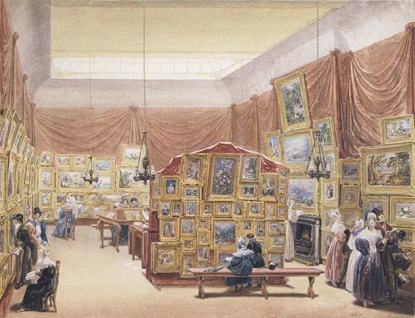 George Scharf Interior of the Gallery of the New Society of Painters in Watercolours (mk47) oil painting picture